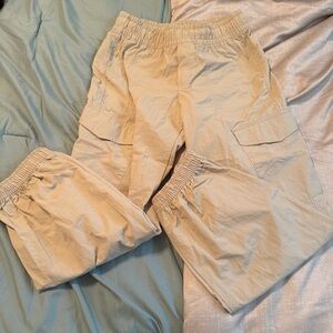 Beige khaki Cargo Pants with Elastic Waist quick dry granola girl hiking camp